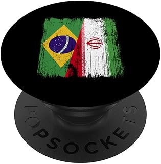 Brazil Iran Half Flag Brazilian Iranian Jersey PopSockets Adhesive PopGrip