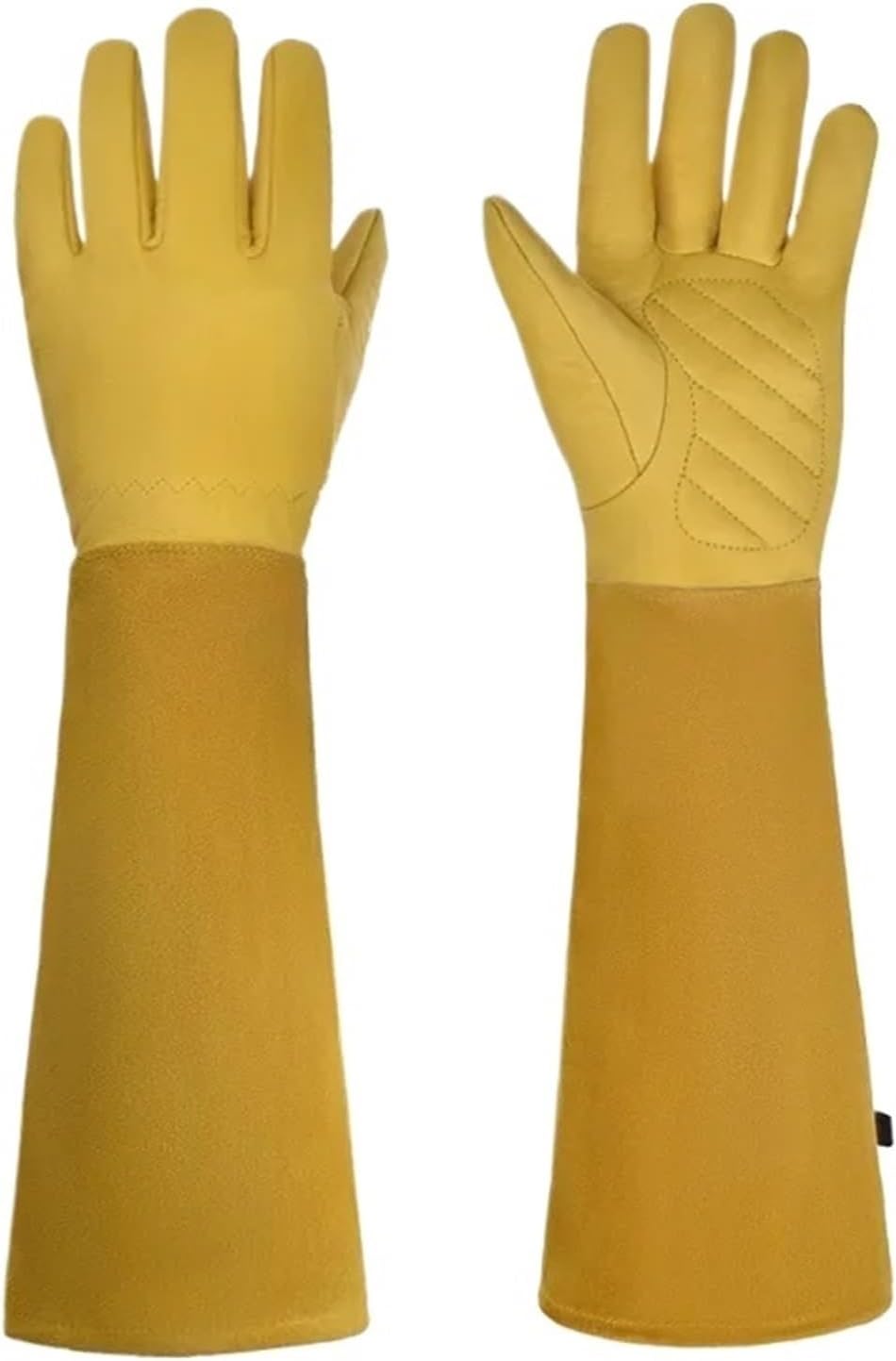 Cowhide Long Tube Gardening Gloves, Heavy Duty Rose Trim Elbow Length Sleeve Work Welding Protective