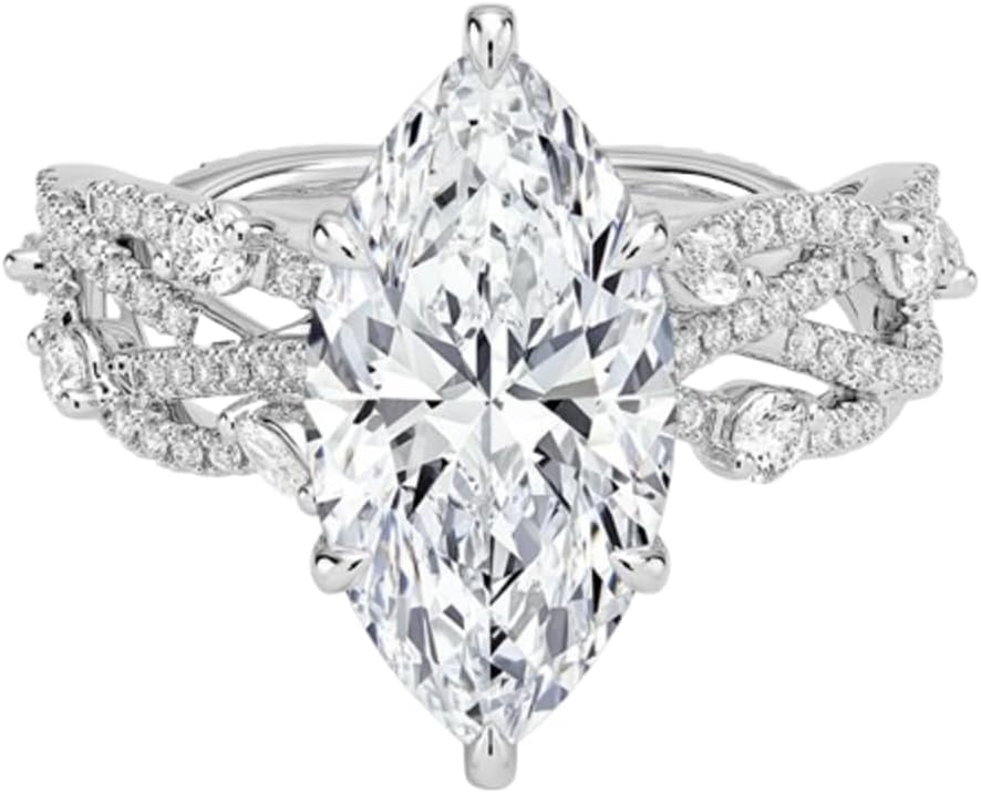 1 Ct-5 Ct Moissanite Engagement Ring Three-Quarters Wedding Bridal Ring Set In 10k 14k 18k Gold & S925 Christmas Gift for Women