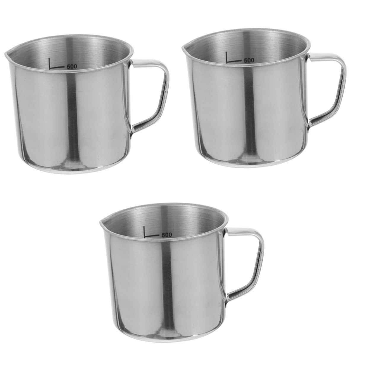 IMIKEYA 3 Pièces Bécher De Laboratoire Tasse à Mesurer En Métal Tasse D'échelle Béchers Gobelets En Verre Pot à Expresso Pichet Verseur Acier Inoxydable Tasse De Mélange Café