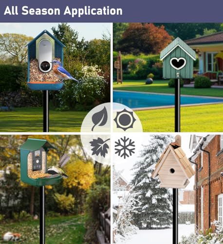 Ansionsol 90 Inch Smart Bird Feeder Pole with 5-Prong Base, Adjustable Bird House Pole Mount Kit for Outdoors, Heavy Duty Bird Feeder Stand for Wild Birds Watching, Black - Thumbnail 7