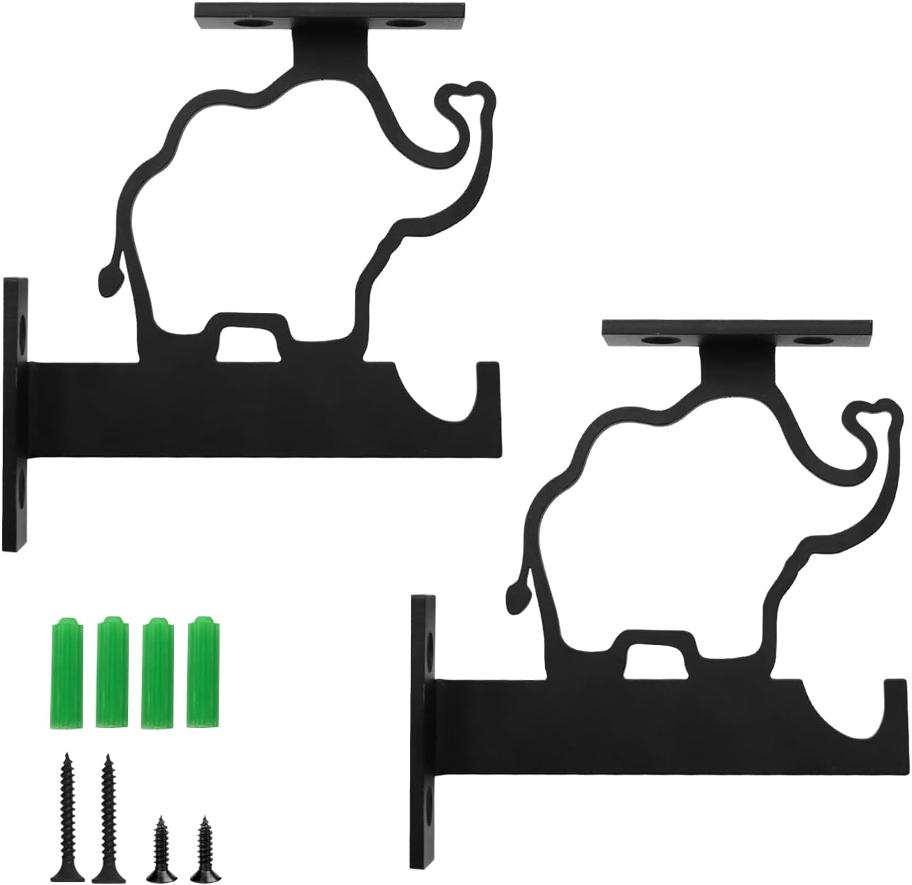 Heavy Duty Shelf Bracket, 5 Inch Industrial Iron Self Brackets Supports Wall Mounted Shelving Hardware for Wood Floating Shelf Modern Rustic Decor (Elephant 4 Pack)