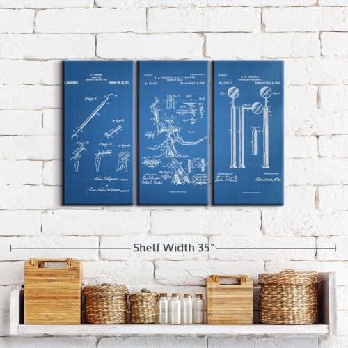 Elephant Stock Dental Clinic Tools Blueprint Wall Art, 3-Piece Ready-to-Hang Patents Wall Art and Industrial Decor, Industrial Wall Decor and Professions Patent Prints Wall Art for Men - 23