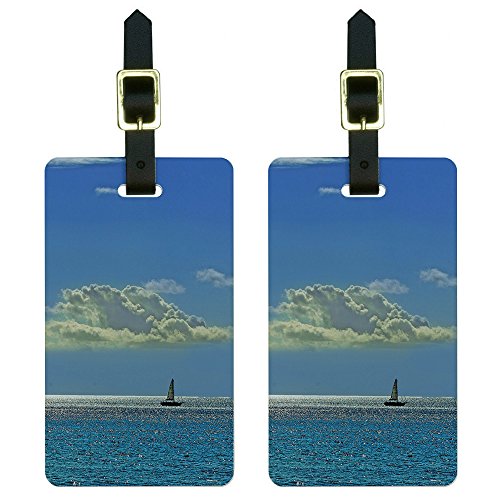 Graphics & More Sailboat Ocean Silhouette Luggage Tag White