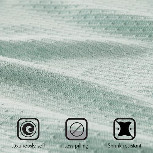 Image of Madison Park 100% Egyptian Cotton King Size Bed Blanket for Summer Seafoam | Cozy Soft Breathable Durable, Waffle Weave Woven Casual, Lightweight Knit All Season Throw for Bed Couch or Sofa, OEKO TEX