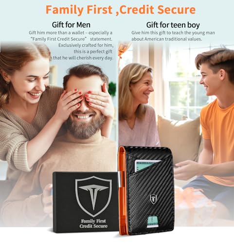 Men Slim Wallet Money Clip: Genuine Leather Minimalist Bifold Front Pocket Wallets, 12 Slots Rfid Blocking Credit Card Holder ID Window, Inside Cash Fold Moneyclip, Personalized Simple Thin Billfold4