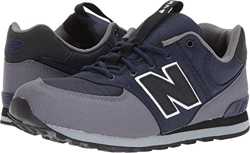 New Balance Baby 574 V1 Lux Lace-Up Sneaker, Navy/Grey, 2 US Unisex Infant