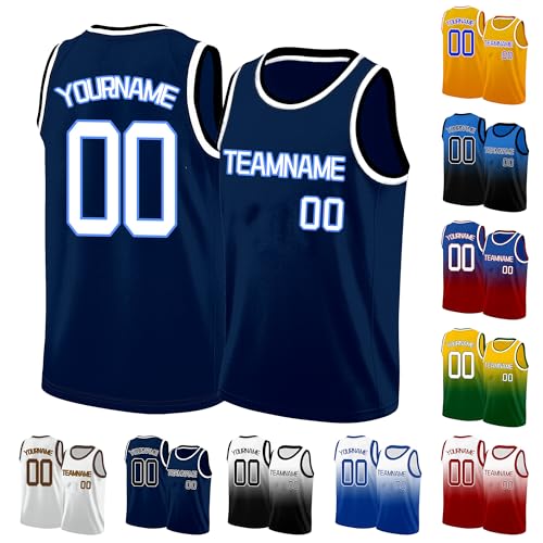 Image of Custom Basketball Jersey for Men - Personalized Name & Number, Embroidered or Printed, Athletic Shirt for Kids, Boys & Youth
