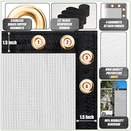 Colourtree Personalizzato Size Fence Privacy Per Schermo Schermo Bianco Di Qualità Commerciale 170 Gsm – Heavy Duty – 3 Anni Di Garanzia, Infradito Colorati Estivi, Con Finte Perline, 5'X57' - 3