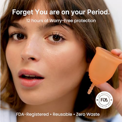Image of Lena Menstrual Cup Original - Soft Reusable Medical-Grade Silicone Period Cups for Women Heavy Flow, Comfortable 12-Hour Leak-Free Protection, Beginner-Friendly Feminine Care - Large, Purple