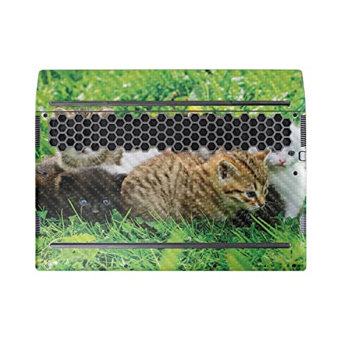 Image of MightySkins Carbon Fiber Skin Compatible with Alienware M17 R5 (2022) Full Wrap Kit - Field of Kittens | Protective, Durable Textured Carbon Fiber Finish | Easy to Apply | Made in The USA
