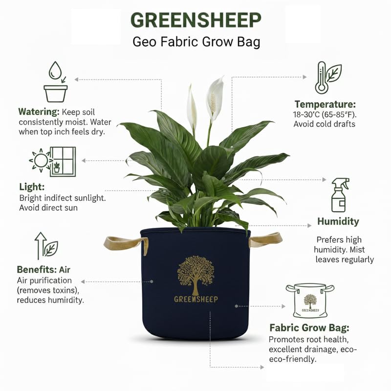Image of GREENSHEEP Geo Fabric Grow Bags for Terrace Gardening, Balcony, Vegetables, Plants, Fruits and Flower with Handles - Breathable and Reusable Plant Bags for Indoor (Blue) (Pack of 3) (Size-6x3)