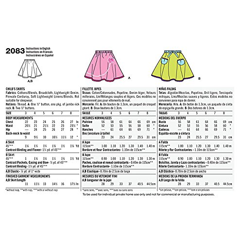 Patrón Simplicity 2083 faldas sin cremallera para niñas 2