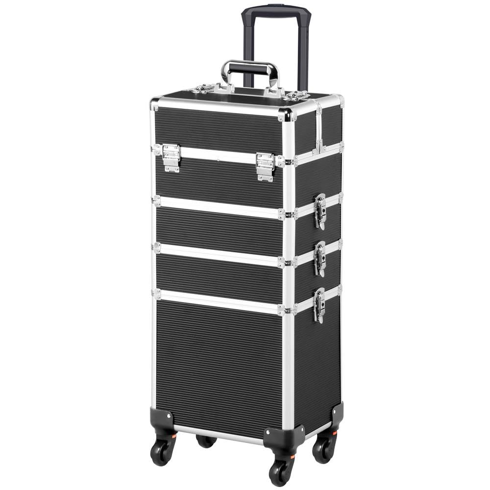Valigia Trolley 4 in 1 Make Up Valigetta Porta Trucchi Estetista Grande Nero