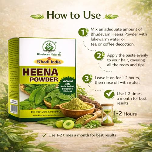 Image of Khadi Henna and Indigo Powder for Hair Coloring & Hair Strengthening | Ayurvedic Herbal Hair Dye for Soft, Shiny & Naturally Dark Hair - Pack of 2