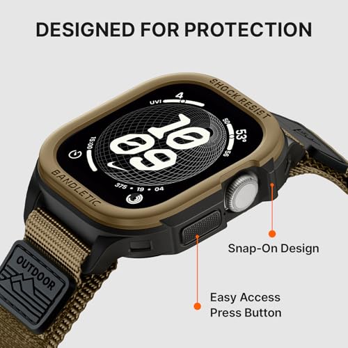 Image of Bandletic Rugged Case with Band Compatible with Apple Watch 49mm(Ultra 3 /2 /1),46mm(Series 11 /10), 45mm(Seriess 9 /8 /7),44mm(SE3 /SE2 /SE /6 /5 /4), Protective Cover Sport Accessories for iWatch Men