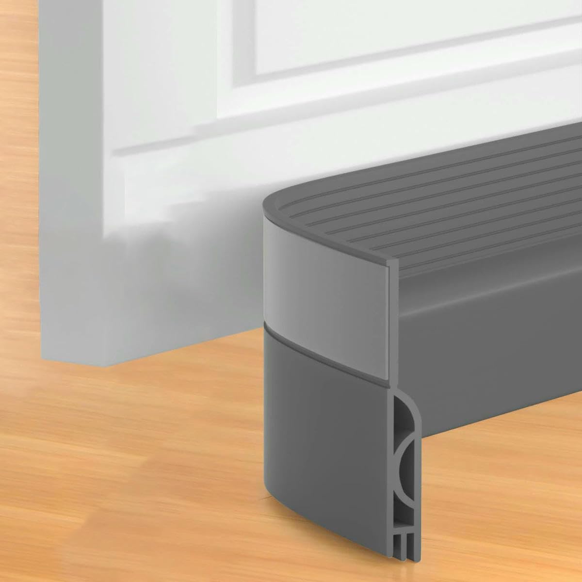 1/2M Door Draft Stopper Door Sweep for Bottom of Door Weather Stripping Door Bottom Seal Blocker Air Noise Under Door Gap Filler-2m-Gray