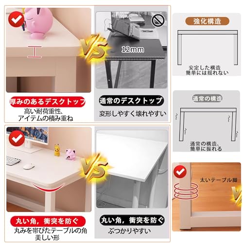 勉強机 パソコンデスク 机 白 デスク 木製 作業台 ホームデスク 組み立て簡単 高耐荷重 頑丈 安定 化粧台 (組み立て, (L(50*100*75))