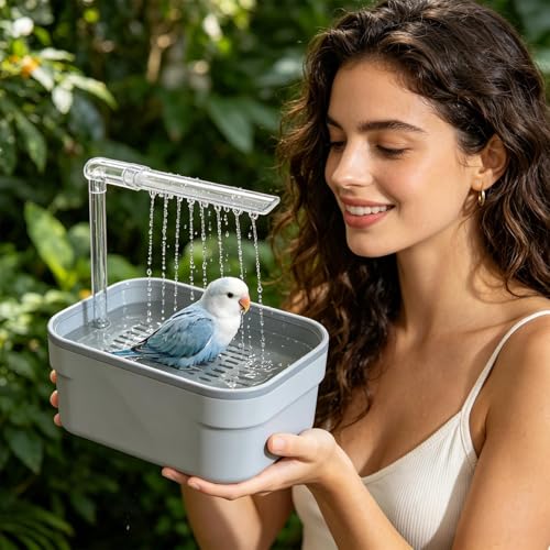 Bañera para pájaros con sistema antisalpicaduras automático 3