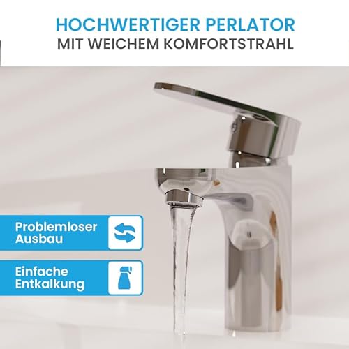 Bächlein Badarmatur Keila in klassischem Design, Einhebelmischer mit langlebiger Keramikkartusche und Montage-Set, Bad Wasserhahn Chrom - klassisch