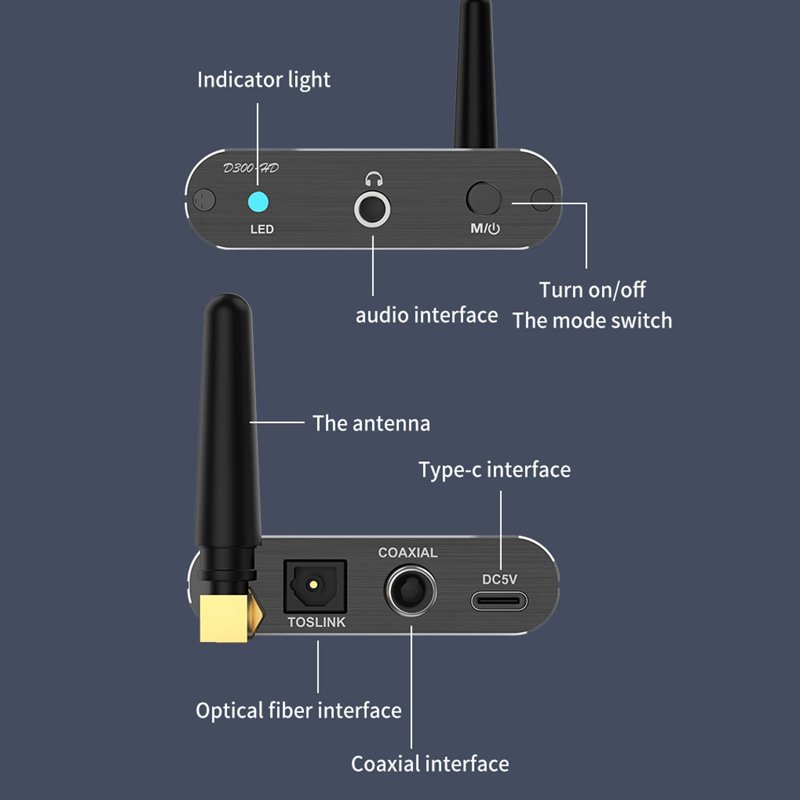 Audio Adapter, HiFi High Restoration Optical Coaxial Output Low Latency Plug and Play Receiver for Speaker