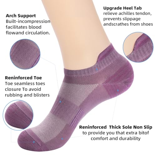 Image of ATBITER Ankle Socks Women /Men 6-12Pairs Thin Low Cut No Show Socks With Tab | White Summer Lightweight Athletic Running Yoga Pilates Workout Sneaker Non Slip Short Socks Size 7-9 9-11