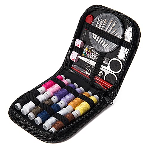 Image of SUHEEUS Sewing Kit Neddlework Supplies Portable Hand Craft Dolls DIY Tools with Sicssors and Fabric Storage Box Kindergarten Teaching Gifts