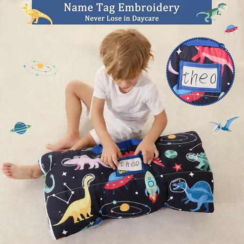 Image of Toddler Nap Mat for Preschool 50''x30'' Sleeping Mat with Removable Pillow and Minky Blanket for Kids Ages 3-7 Roll Up Soft Sleeping Bag for Boys Girls Kindergarten Daycare Sleepover