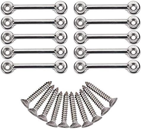 Amarine Made Stainless Steel Bimini Top Strap Pad Eye Footman's Loop Heavy Duty for Jeep Corvette,Buggy,Kayak Tie Downs