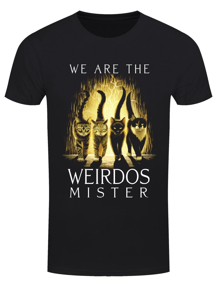 Grindstore Men's Black Horror Cats We Are The Weirdos T-Shirt