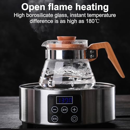 Carafe à café en verre borosilicate 400ml avec poignée bois - 7