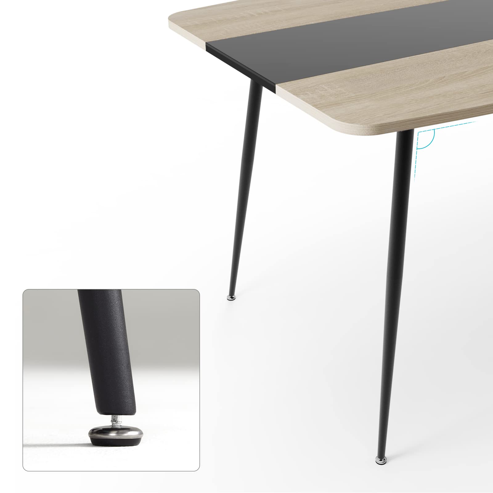 Mondeer Esstisch Table à Manger, Panneau de Particules E1, Verre trempé, métal, chêne, B150 x H76,5 x T85 cm