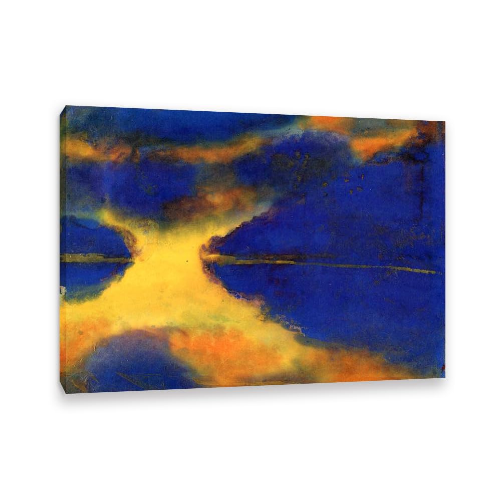 RXNHGJDS Emil Nolde Seascape Canvas Wall Art Lake Geneva Expressionist Abstract Ocean Poster Emil Nolde Artwork Wall Decor for Living Room Bedroom Office Home Decor110x80cm(43x31in) Frame