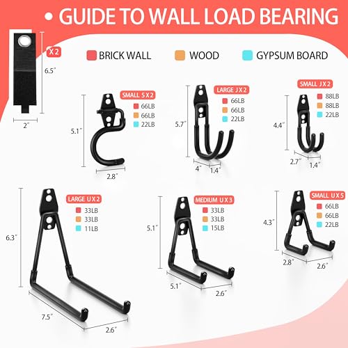 18 Pack Garage Hooks Heavy Duty - Anti-Slip Coating, Garage Storage Hooks for Hanging Bike,Ladder,Garden Tools,Hose - Image 3