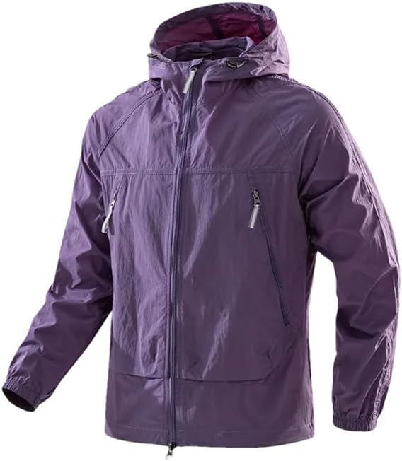 Men's Hooded Windbreaker Jacket Zipper Pocket Elastic Cuffs Suitable For Outdoor Hiking And Running Jacket