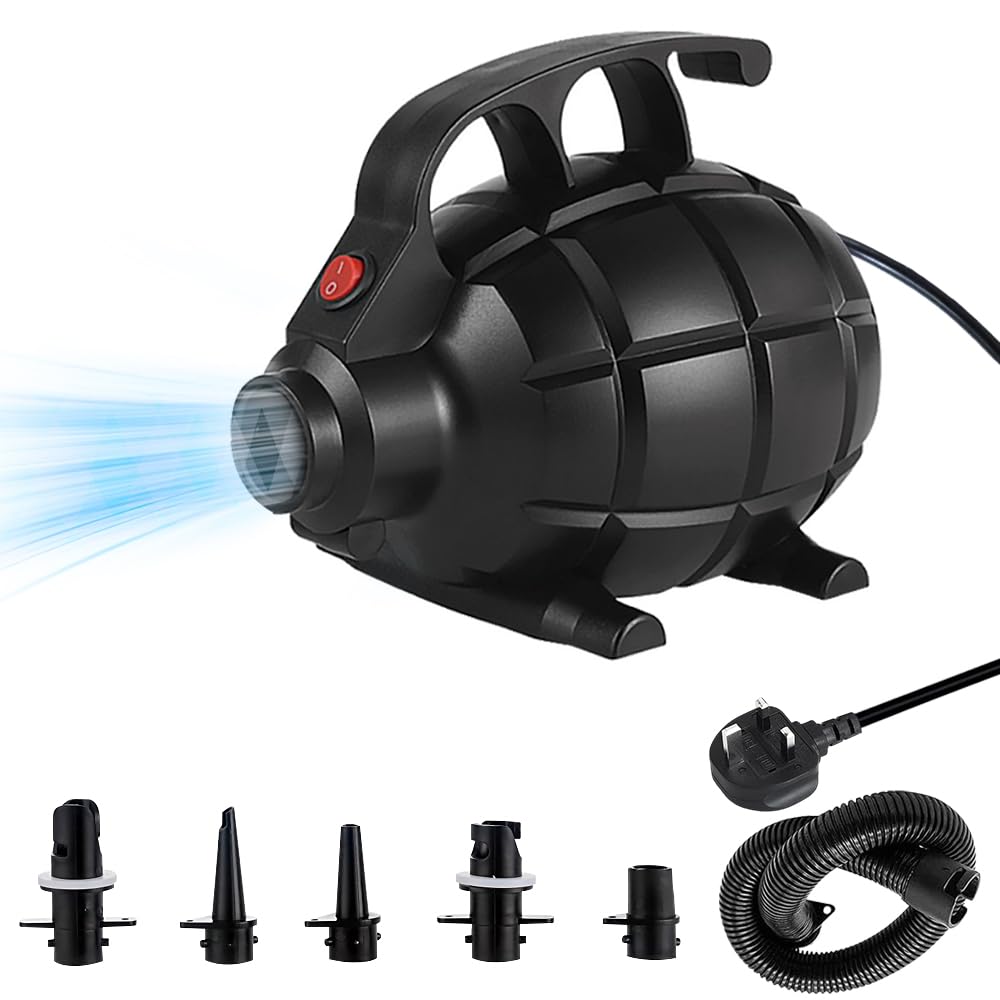 Weciau Electric Pump for Inflatables, AC 220-240V 600W Electric Air Pump with 5 Nozzle, Portable Paddling Pool Pump, 2 in 1 Quick-Fill Inflator Deflator Air Pump for Air Mat Paddling Pool Beach Toys