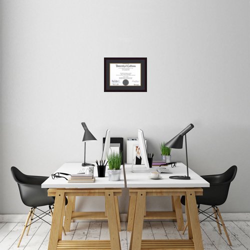 ArtToFrames 11x14 Diploma Frame with 1.5x10 Inch Tassel Opening - Framed in Windsor Mahogany, Diploma-4227-89/596-BW31-WM