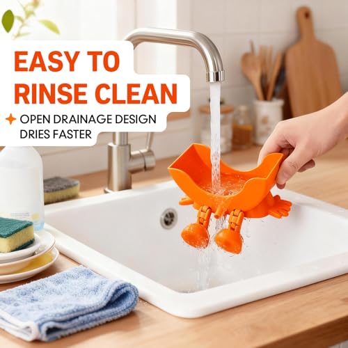 TORVINIS Cute Hanging Sponge Holder with Drainage, Peeing Scrub Sponge Holder, Ponge Holder for Kitchen Sink, Funny Sponge Stand for Kitchen Sink, 3D Printing Countertop Sponge Holders (Black) #4