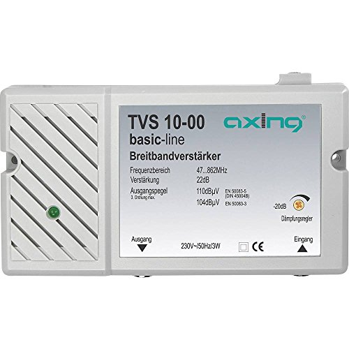 Axing TVS 10-00 Breitband-Verstärker für Kabelfernsehen oder Antennen DVB-T2 HD UKW DAB+
