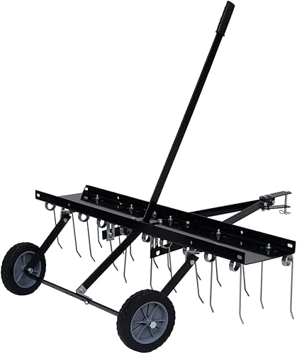 vidaXL Escarificador de cortacésped montable, ancho de trabajo de 39.4 pulgadas, construcción de acero, aireador para césped grande, fácil montaje,