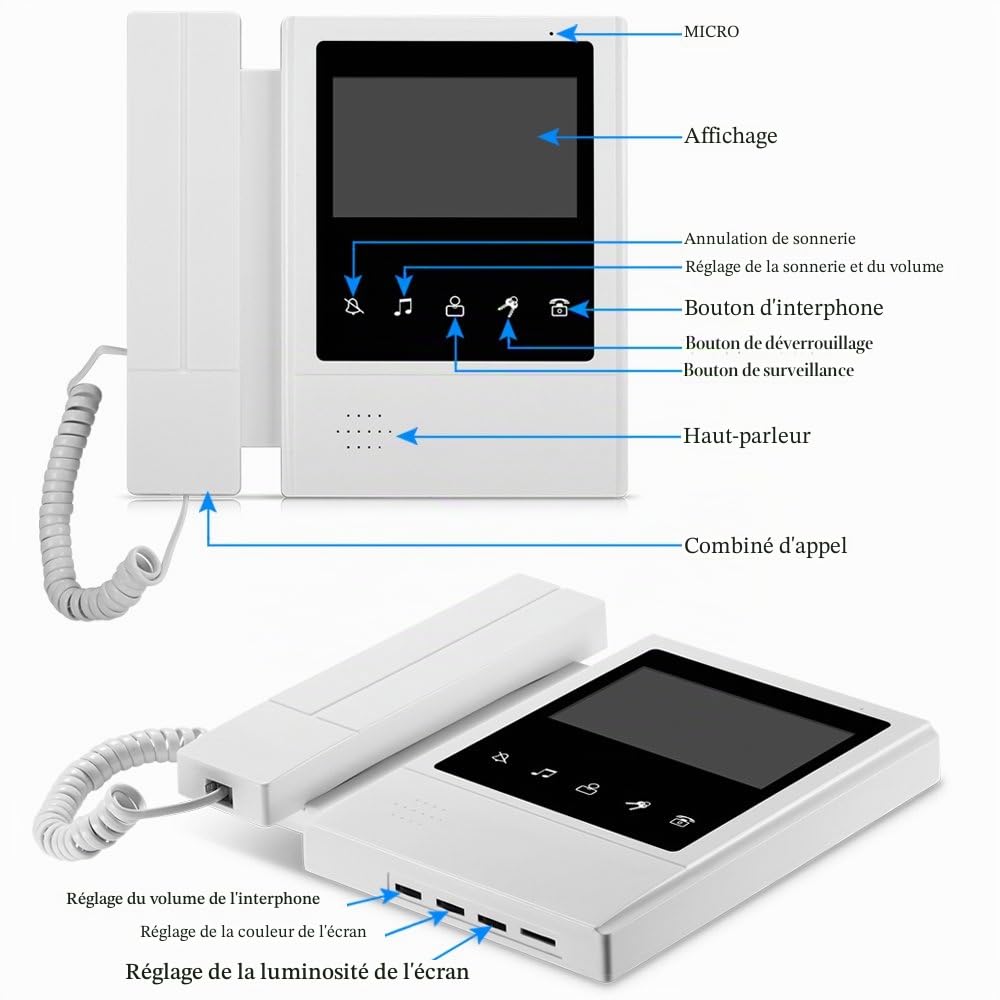 4,3inch TFT Couleur Câblé Porte Vidéo Interphone Système de Sonnette pour la Maison 700TVL IR Vision Nocturne Porte Interphone écran