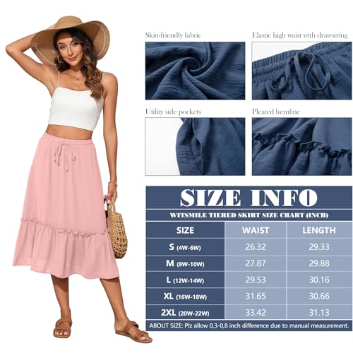 Image of Witsmile High Waist Tiered Skirts for Women Flowy Skirts for Women Long Length with Pockets 2026 Fashion Trendy