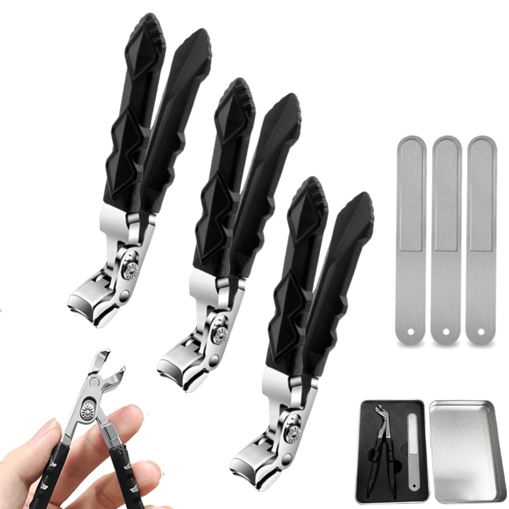 Pro Nail Clippers,2025 New Nail Clipper, Pro Toenail Clippers, Large Angled Head Toenail Clippers with Wide Opening, for Seniors Thick Toenails (3 Set)