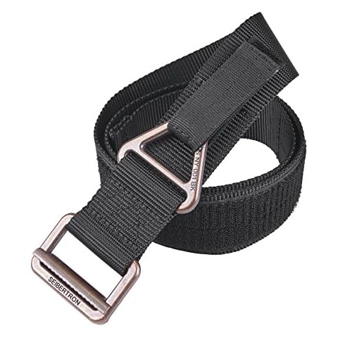 Seibertron Men's Utility TDU 1.75-Inch Nylon Tactical CQB/Rigger's Military Combat Duty Belt Metal Buckle Fit waistline 30"- 40" Black Cover