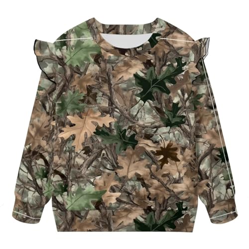 Girls Ruffle Sweatshirts 3-8Y Toddler Long Sleeve Crew Neck Shirts Fall Spring Pullover Top Drop Shoulder Sweater3