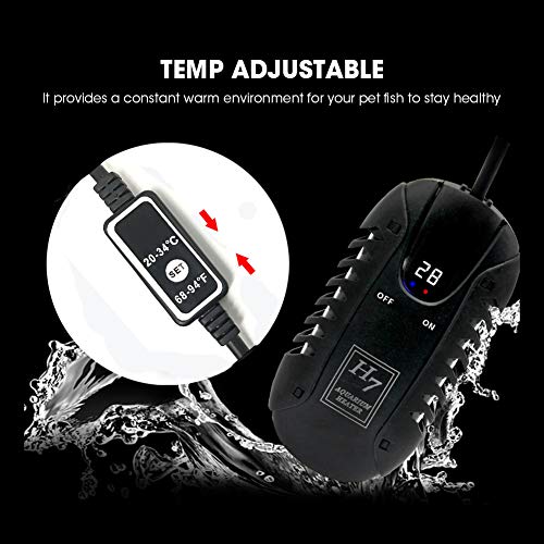 MQ Mini Aquarium Heater 50W Betta Fish Tank Heater with Digital LED Display and External Thermostat Controller, for Fish Tank 6-10 Gallon - Thumbnail 5