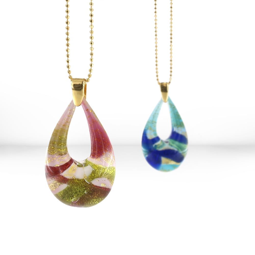 Venetiaurum - Collier avec Pendentif Goutte en Verre de Murano Original et Argent 925 - Bijou Certifié Made In Italy