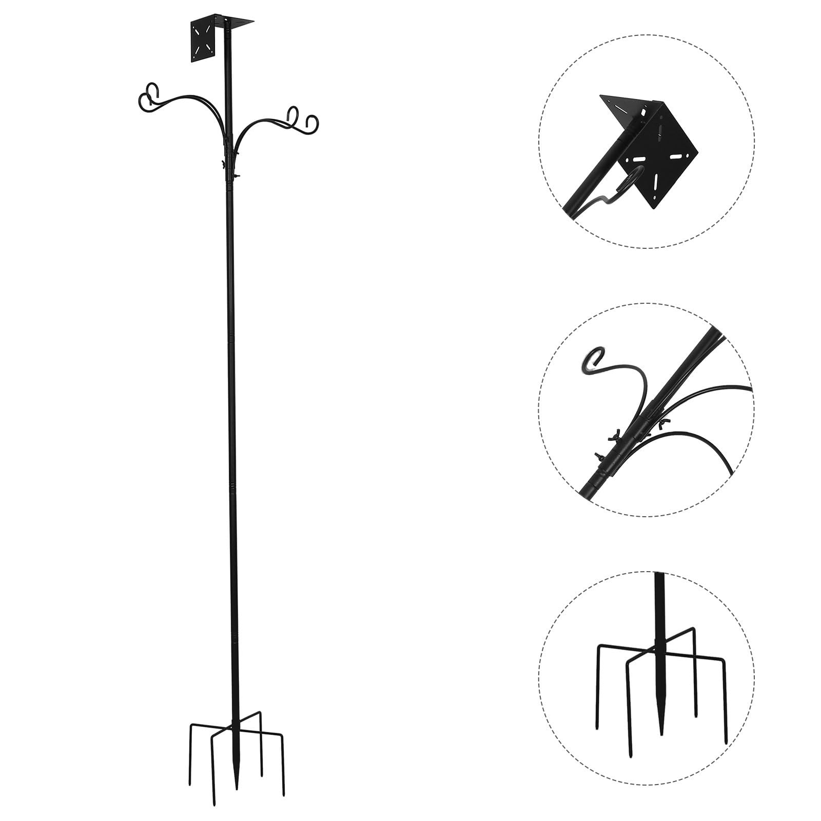 Supporto per Mangiatoia per Uccelli da Giardino 76 Pollici | Metallo Nero, 4 Ganci Shepherd e Base a 5 Punte, per Birdhouse e Wild Bird All'aperto