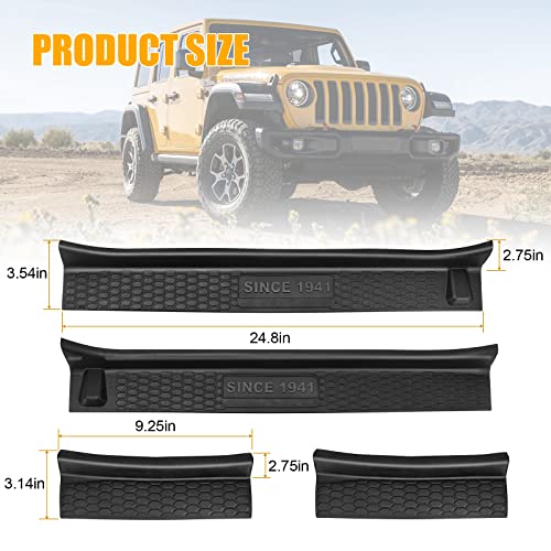 Cafopar Door Sill Guards Kit With Logo 1941, Door Sill Guards Edge For 2018-2021 Jeep Wrangler Jl Jlu Gladiator Jt 4-Door Accessories Parts Door Sill Protector Replacement, 4Pcs/Set #TOP4