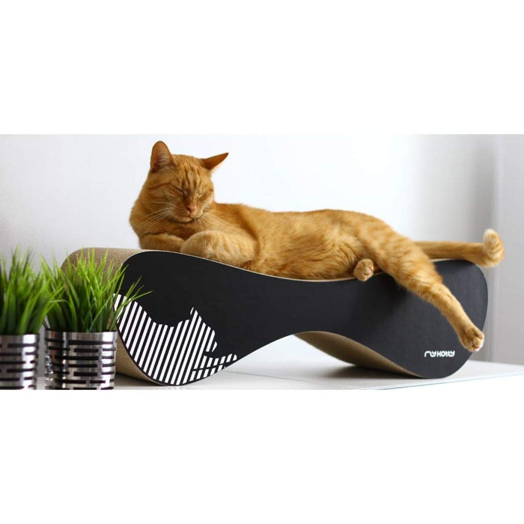 myKotty Stabile Kratzbank VIGO – Robustes Kratzmöbel für anspruchsvolle Katzen – Perfekt für Spielen, Liegen & Kratzen – Sicher & Ungiftig – 71x21x25 cm – Schwarz